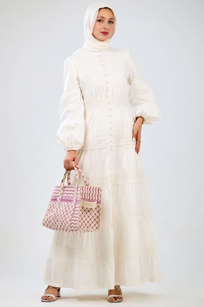 Stylish Medium Tote with Pink Keffiyeh Pattern - Durable Cotton Canvas, view 4
