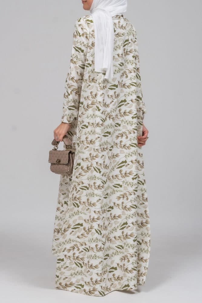 Frock Allover Pelerine Maxi Dress with Long Cape Detail in Green Floral Print, view 4