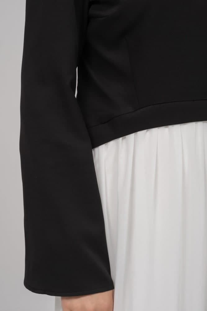 Voglia Contrast Dress with Black Solid Top and White Chiffon Skirt, view 8