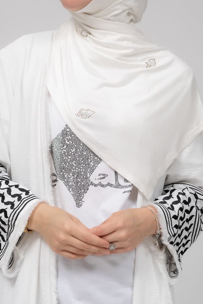 Rhinestone Pl41stine T-shirt with Front Small and Back Big Map in white, view 6