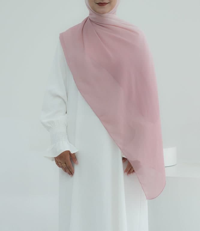 Zefirka Ombre Scarf Rectangular Hijab in Chiffon Premium Quality in pink 6, view 3