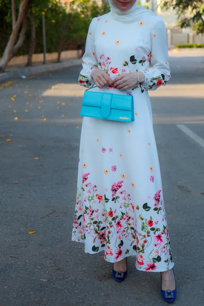 Back to Basics Florals Comeback Floral Border Maxi Dress in Floral Print Off White Fully Lined Maxi Sleeves, view 3