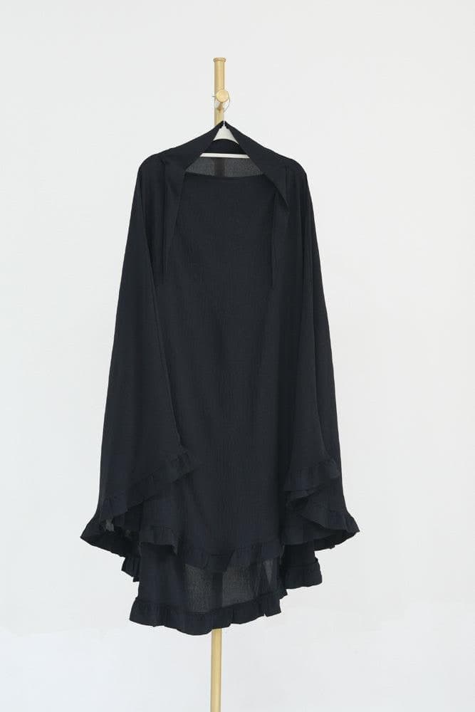 Ayman One Layer Ruffle Edge Khimar Hijab in Black