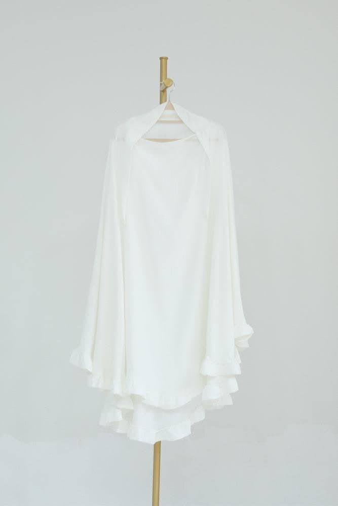 Ayman One Layer Ruffle Edge Khimar Hijab in White