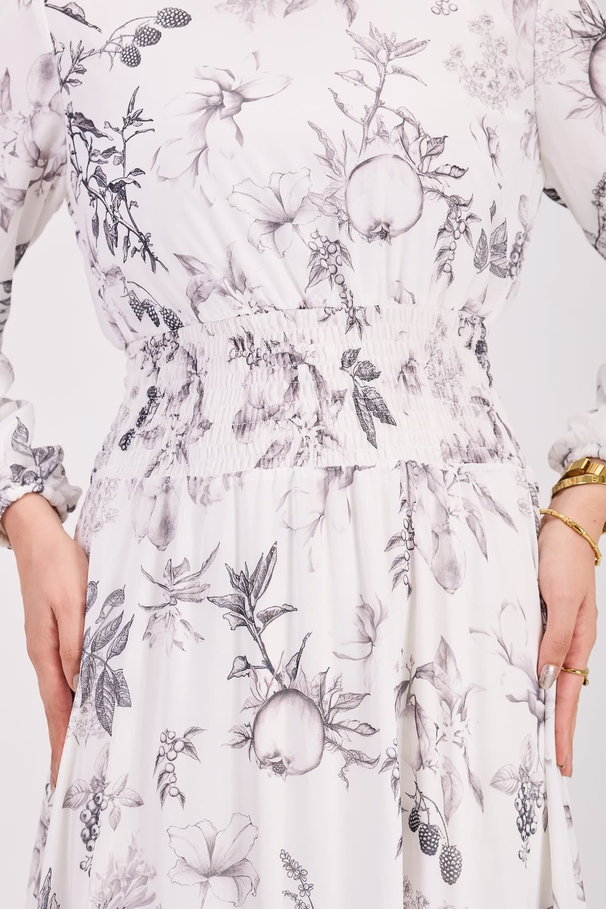 Sawsan Ethereal Floral Chiffon Maxi Dress with Cinched Waist in white, view 4