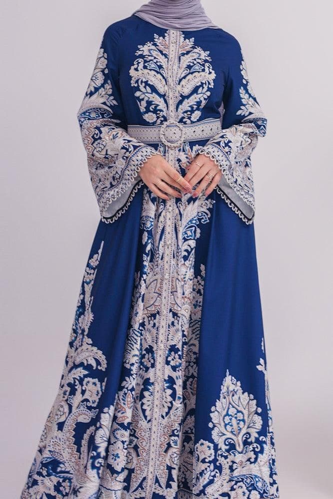 Back view of Imperial Blue Floral Maxi Dress