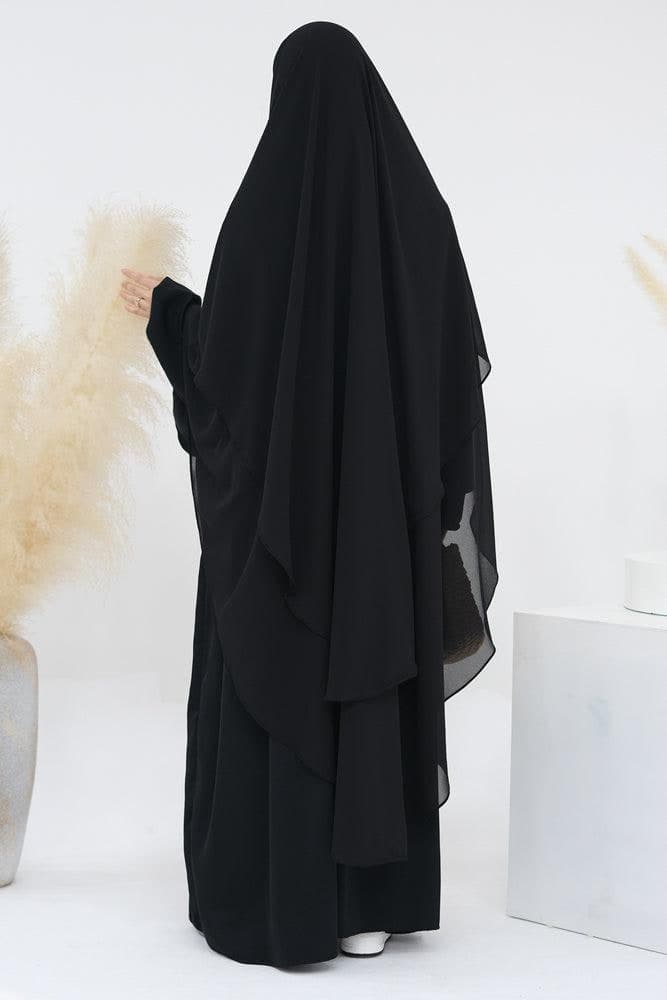 Folded view of stylish chiffon hijab in black