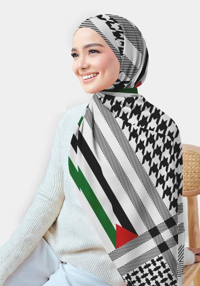 Palestinian Flag Print C Classic Hijab Scarf (Chiffon)