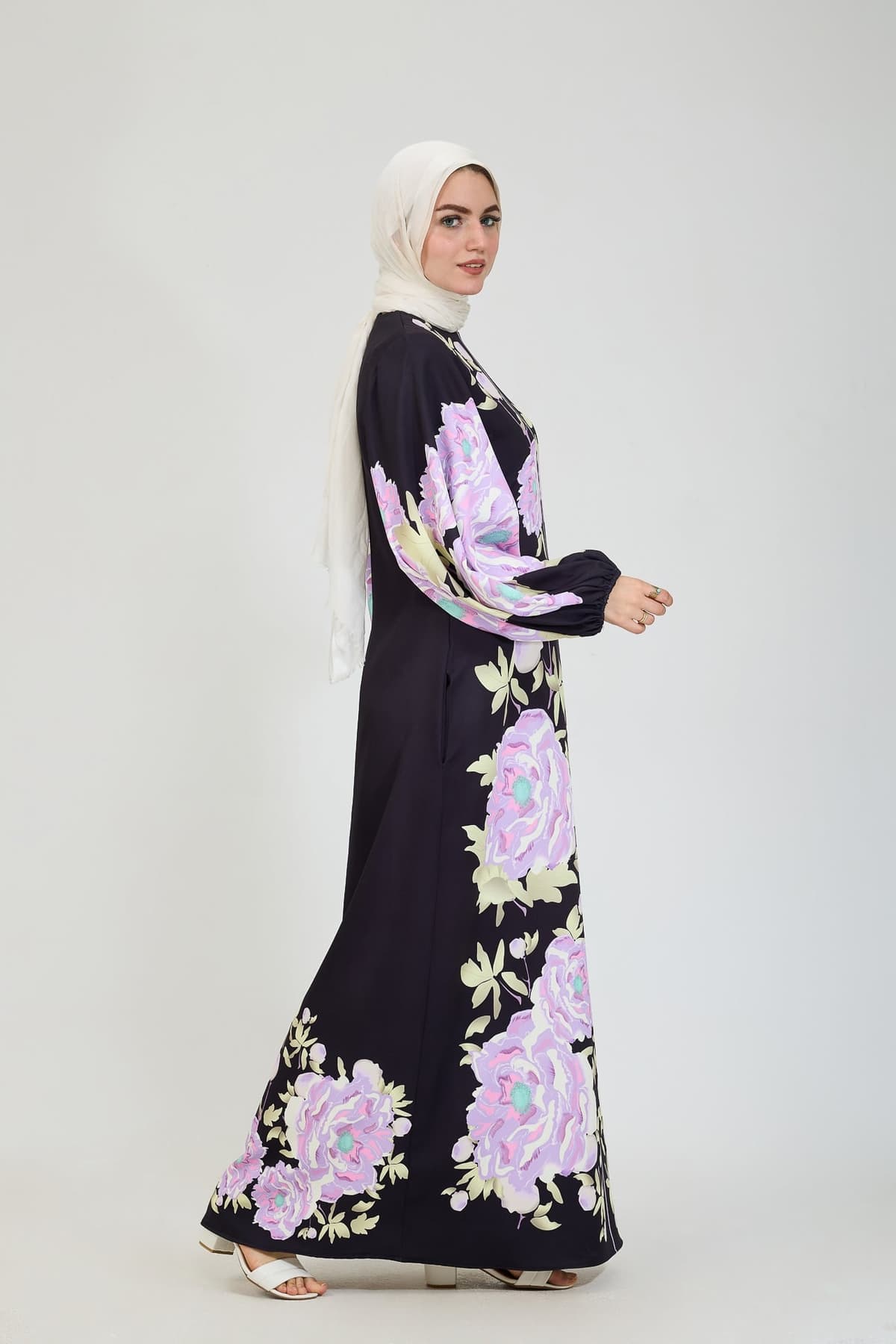 Close-Up of Floral Elegance Modesty Dress