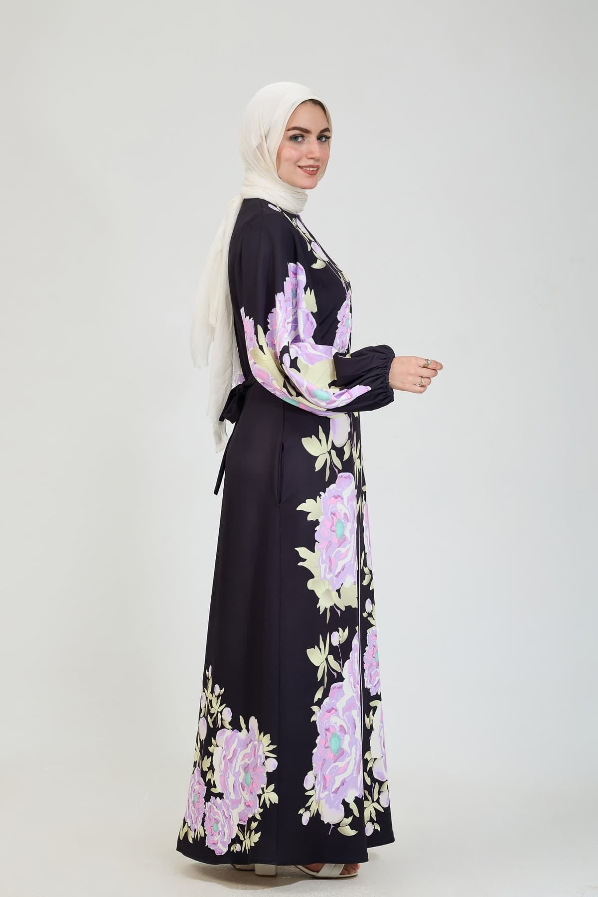 Floral Elegance Modesty Dress Back View