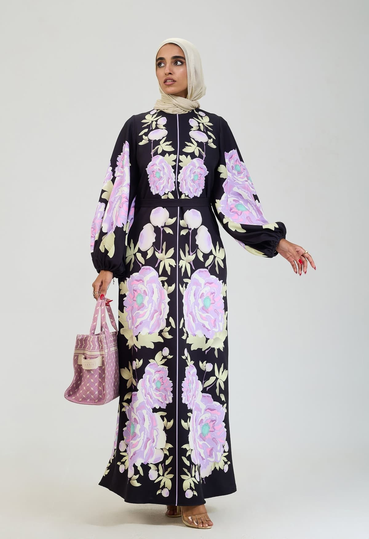 Floral Elegance Modesty Dress Front View