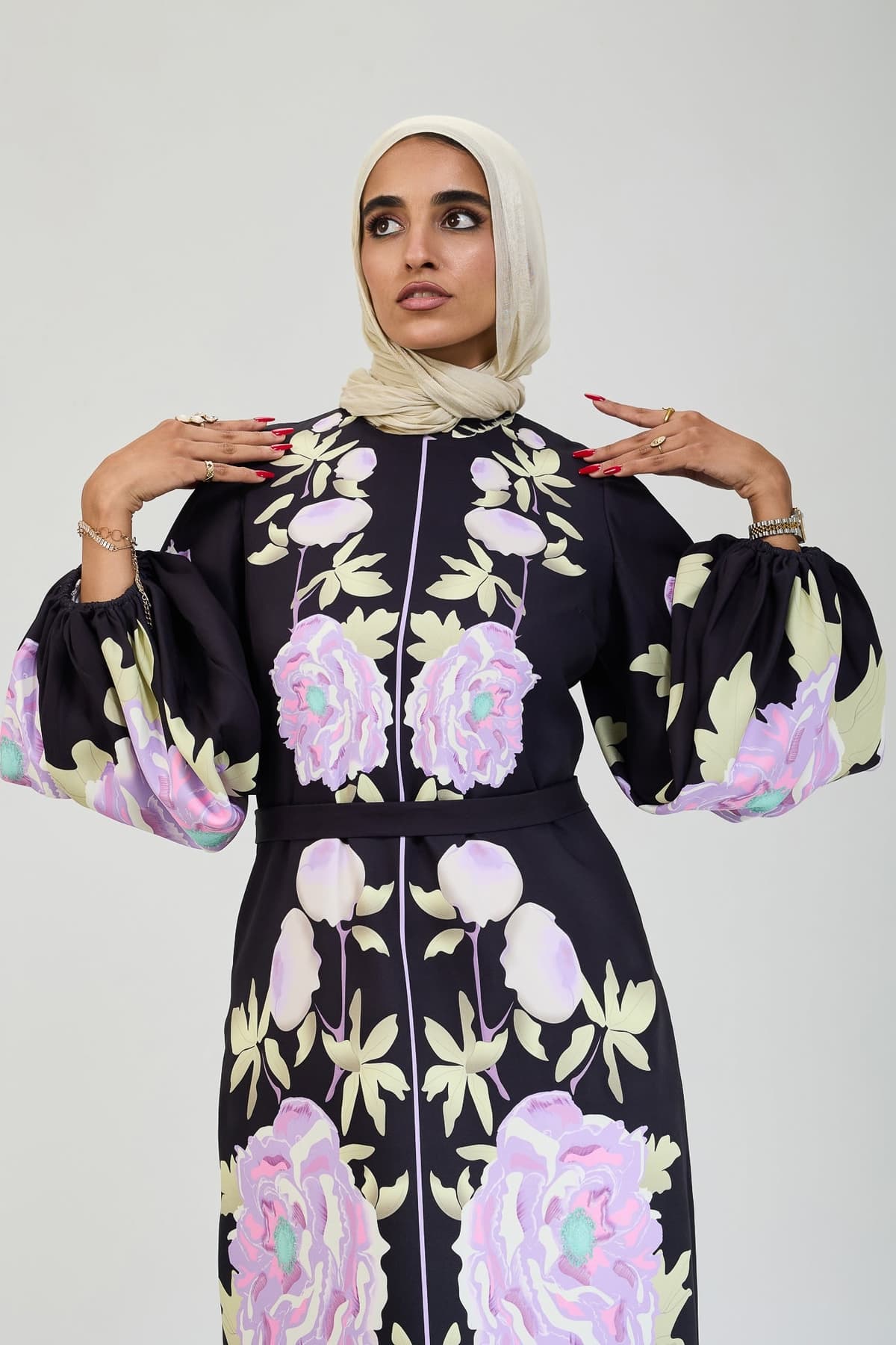 Floral Elegance Modesty Dress Back View