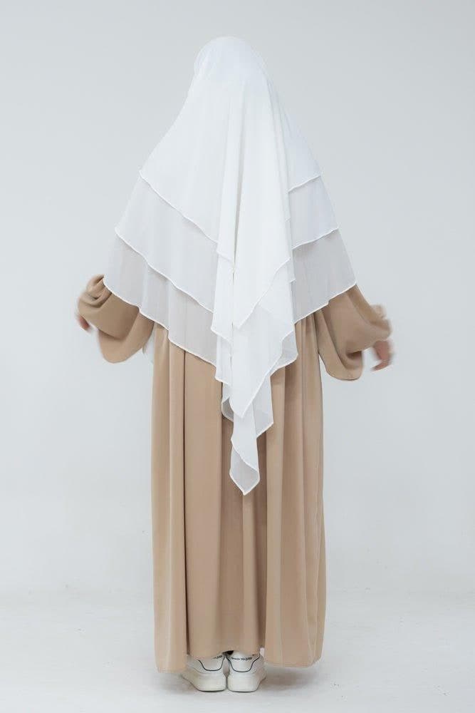 Munawara White three layer chiffon khimar hijab niqab