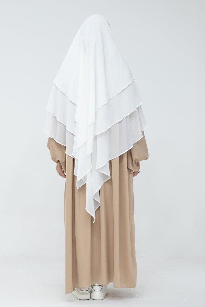 Munawara White Three Layer Chiffon Khimar Hijab Niqab, view 4