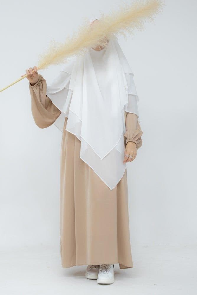 Munawara White Three Layer Chiffon Khimar Hijab Niqab, view 3