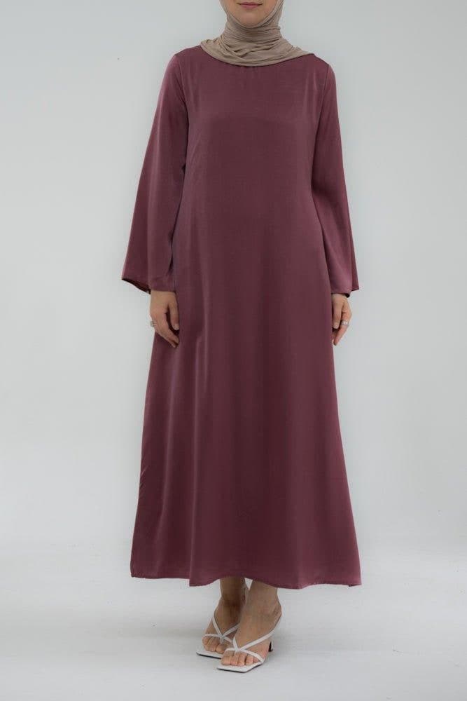 Yasmin Slip Dress Maxi Length with a Detachable Belt and Kimono Sleeves in Purplish Red, view 3