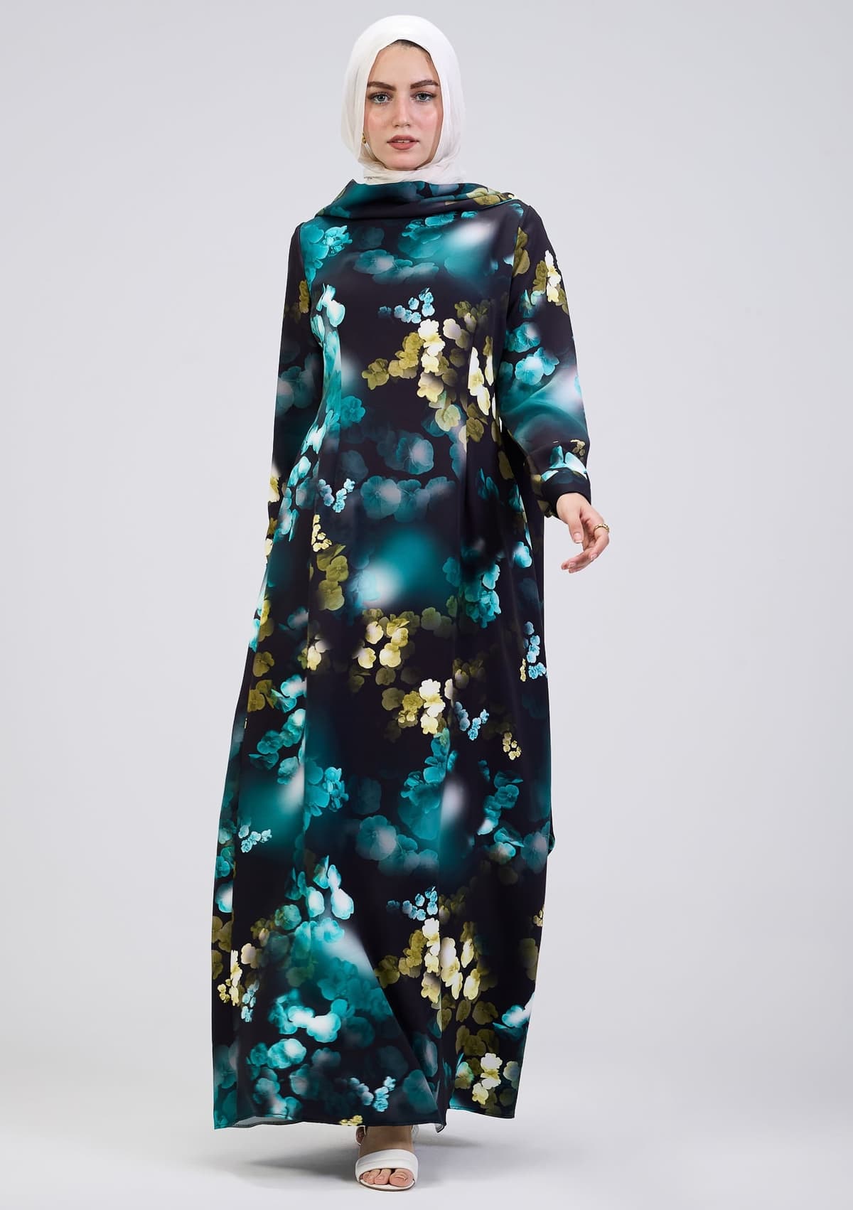 Close-up of floral print on Vibrant Floral Maxi Dress