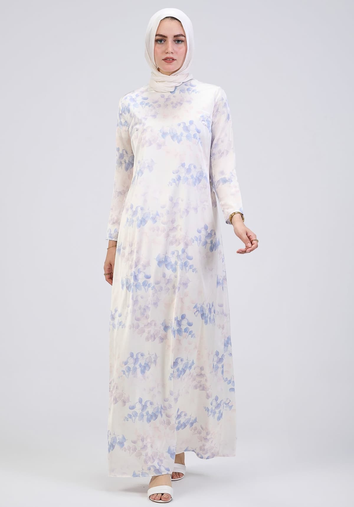 High neck and wrap top detail of satin floral maxi dress