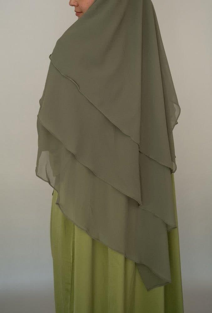 Munawara green three layer chiffon khimar hijab niqab