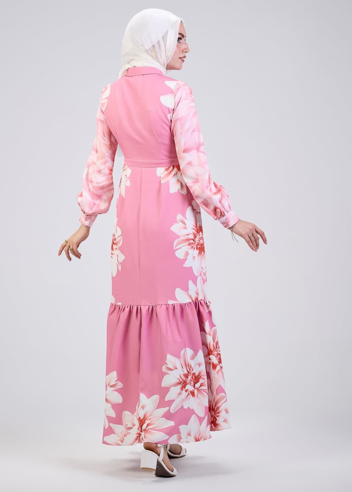 Back view of Pink Floral Maxi Dress