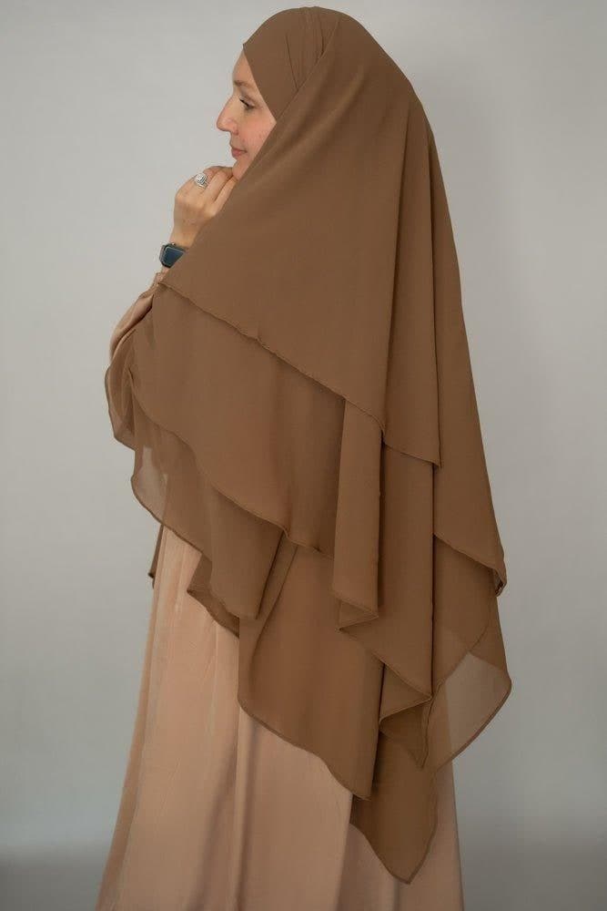 Madina Khimar Royal Deluxe Three Layers in khaki, view 3
