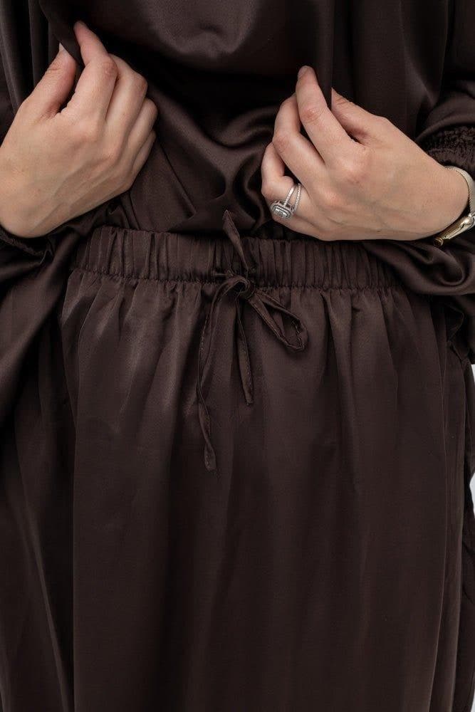 Dark Coffee Lisaa Women Luxury W Two Piece Khimar Prayer Garment Hijab Dress, view 3