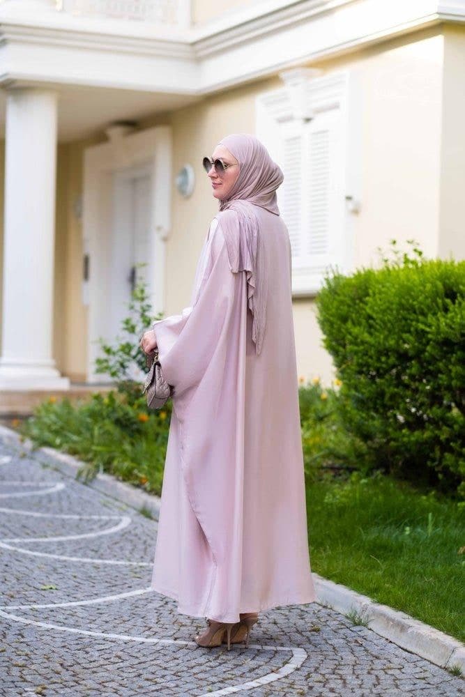 Taro Ikella Batwing Abaya with Buttons and Bow Sleeve Details, view 5
