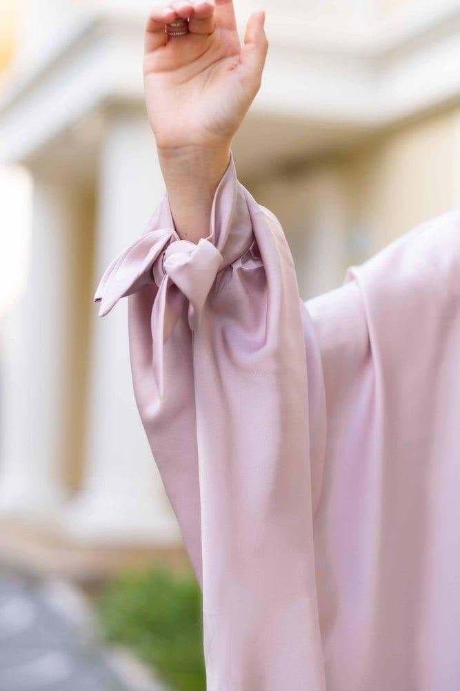 Taro Ikella Batwing Abaya with Buttons and Bow Sleeve Details, view 4