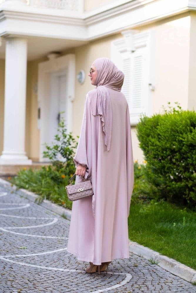Taro Ikella Batwing Abaya with Buttons and Bow Sleeve Details, view 6