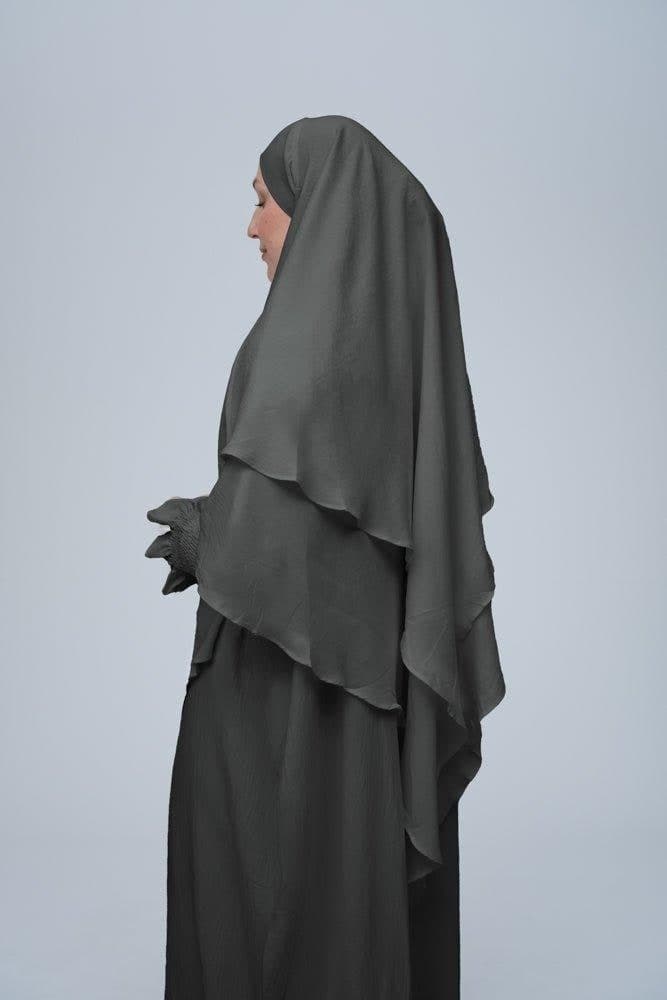 Dark Gray Pristine Prayer Gown for Omrah or Prayer in dark grey, view 3