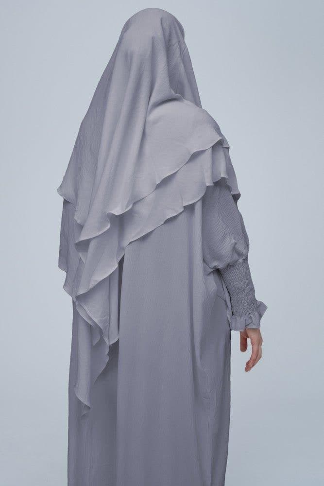 Light Gray Pristine Prayer Gown for Omrah or Prayer in light grey, view 4