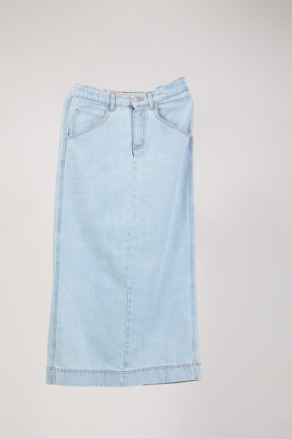 Denim Maxi Skirt - Light Wash in blue, view 6