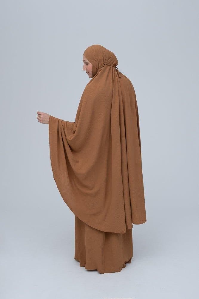 Calinia Prayer Gown Two Piece Set in Khaki Color Khimar for Omrah, view 5