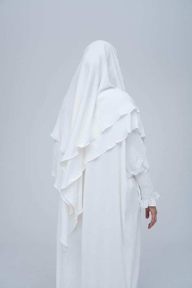 Pristine Cream Prayer Gown for Omrah or Prayer in white, view 3