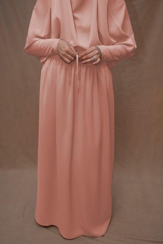 Pink Moira Prayer Umrah Gown with Niqab Feature, view 8