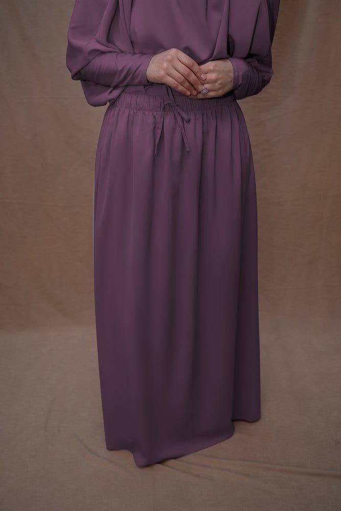 Dark Purple Moira Prayer Umrah Gown with Niqab Feature, view 6