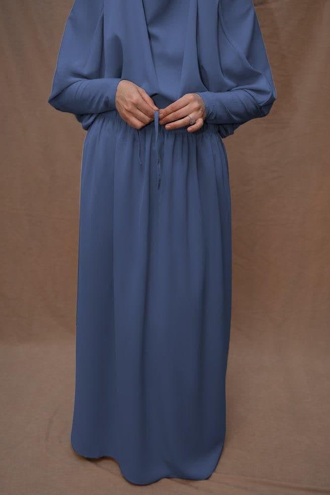 Blue Moira Prayer Umrah Gown with Niqab Feature, view 6