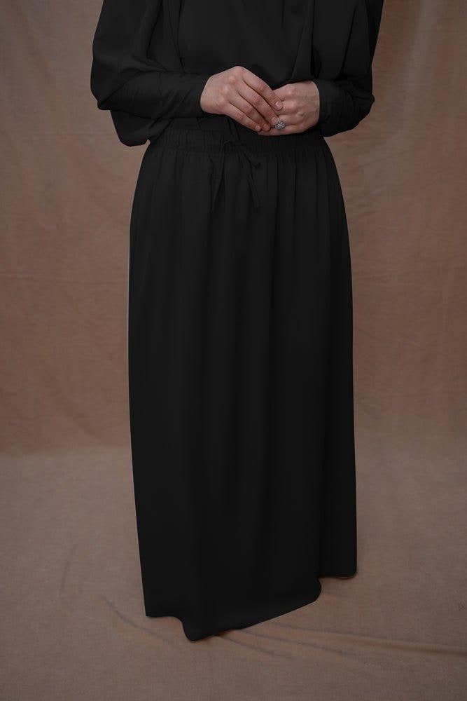 Black Moira Prayer Umrah Gown with Niqab Feature, view 6