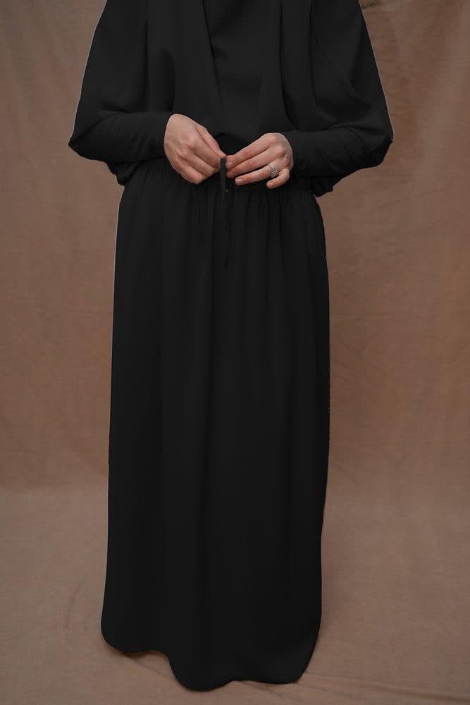 Black Moira Prayer Umrah Gown with Niqab Feature, view 7