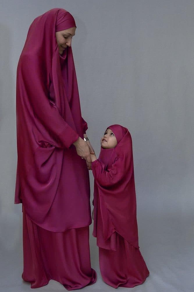 Purple Adult Prayer Gown from "Mommy and Me" Prayer Khimar Collection, view 3