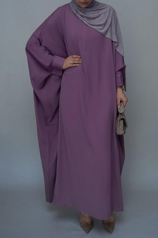 Purple Batwing Sleeve Abaya for Hajj Umrah Prayer Dress for Women, view 4