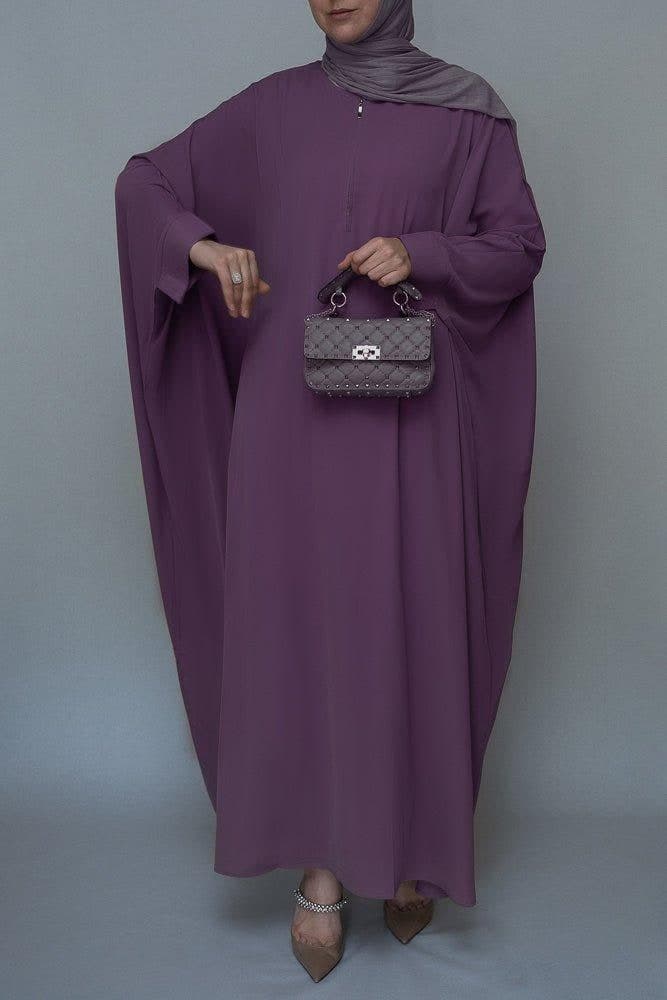 Purple Batwing Sleeve Abaya for Hajj Umrah Prayer Dress for Women, view 3
