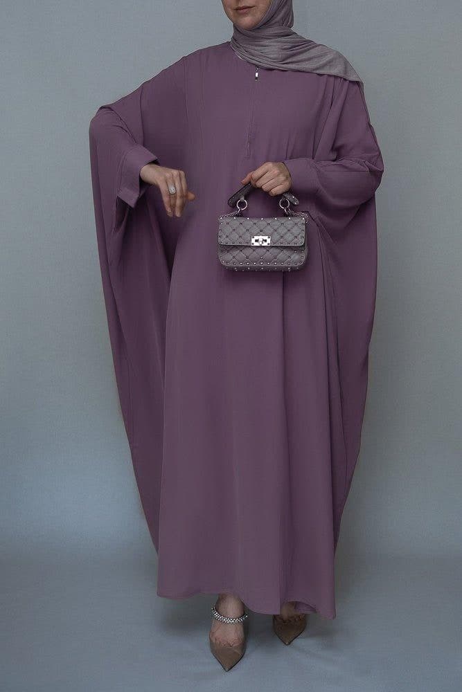 Purple Batwing sleeve abaya for Hajj Umrah Prayer Dress For Women