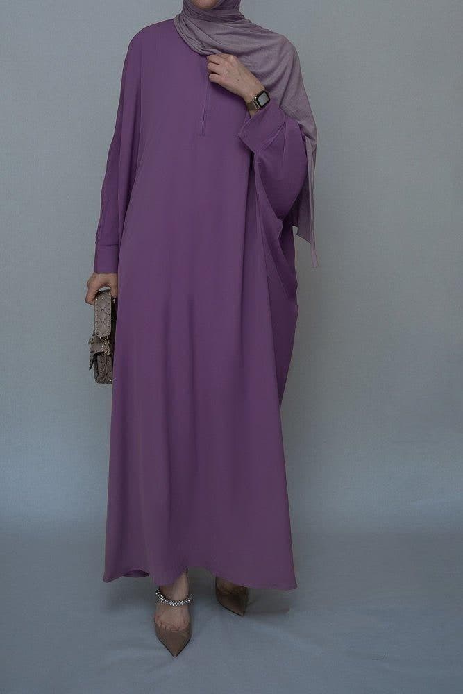 Purple Batwing Sleeve Abaya for Hajj Umrah Prayer Dress for Women, view 5