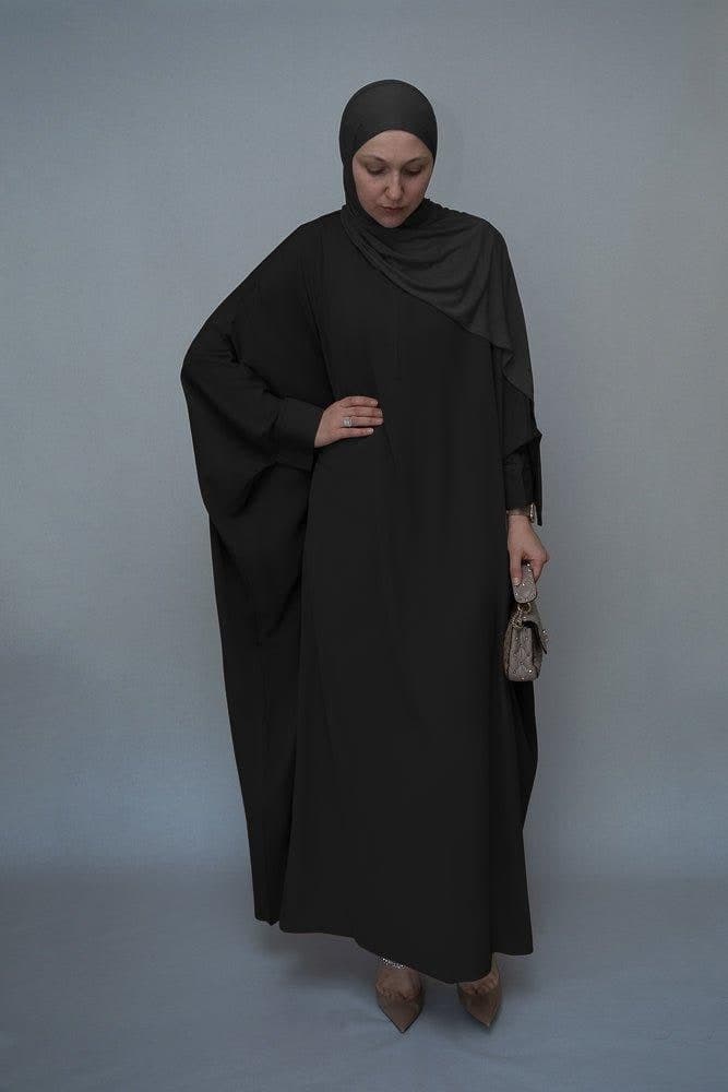 Black Batwing sleeve abaya for Hajj Umrah Prayer Dress For Women