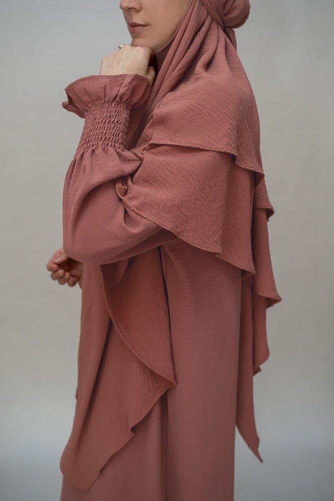Dusty Pink Two layer khimar niqab feature