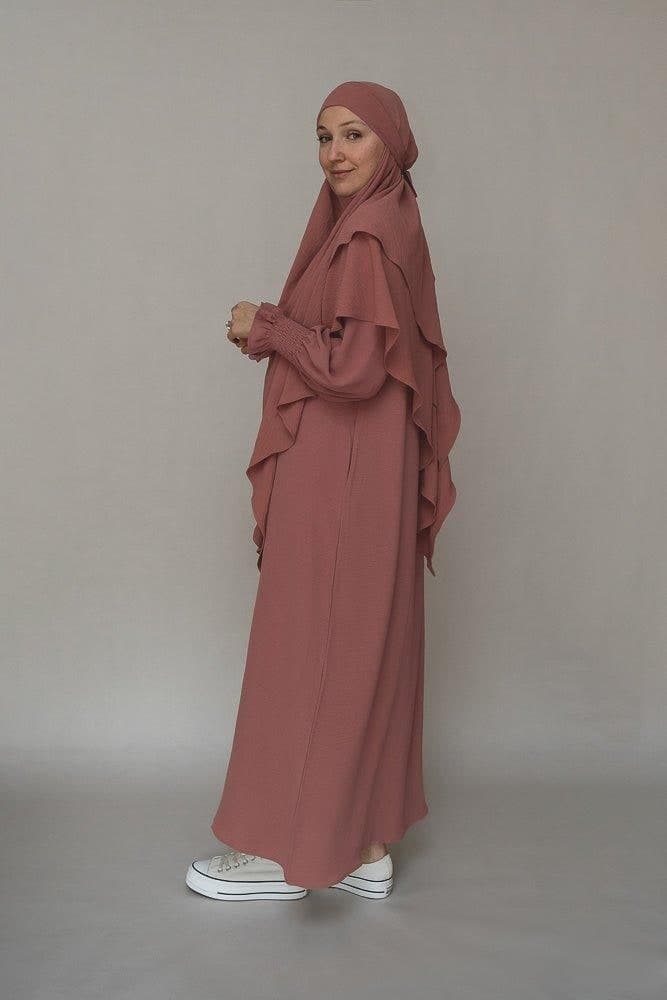 Dusty Pink Two Layer Khimar Niqab Feature, view 3