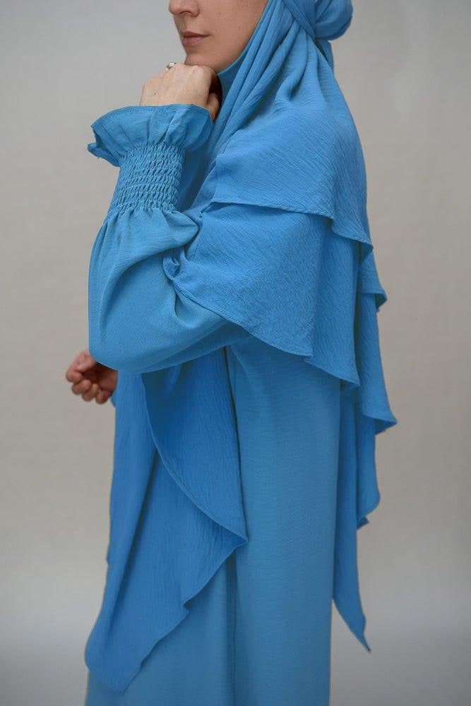 Light Blue Two layer khimar niqab feature
