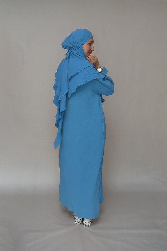 Light Blue Two Layer Khimar Niqab Feature, view 4