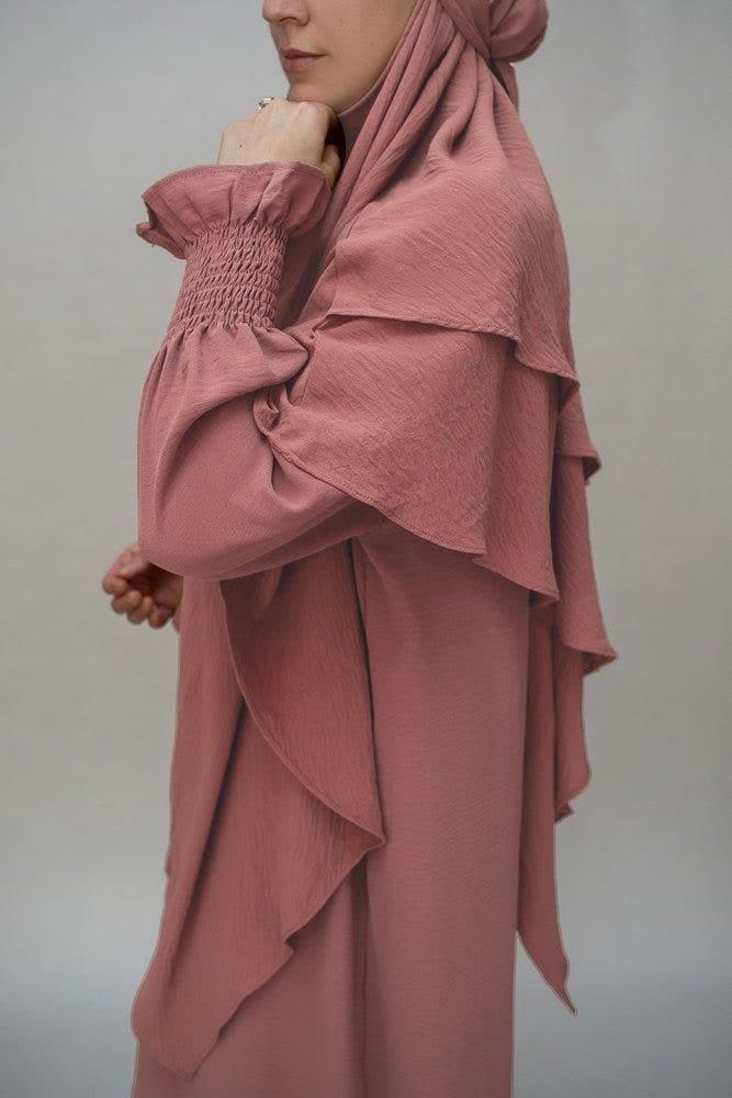 Pinky Prayer Gown Umrah Abaya Dress Non-wrinkling in pink, view 4